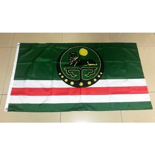 Flag of Chechnya Republic Russia State 3x5FT Banner 100D 150X90CM Polyester Vivid Color Digital Printing Double Stitched Outdoor