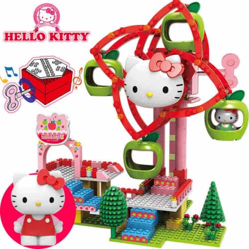 Hasbro HlloKitty Ferris Wheel Merry-go-round Building Blocks Assembled Building Bricks Kids Play House Girl Toys Hllokitty