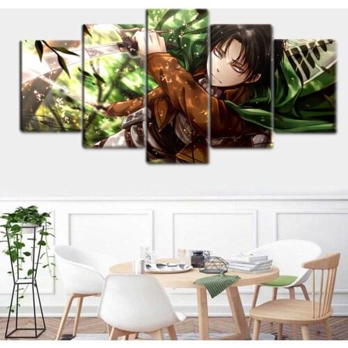 Picture of Japan Attacking Giant Anime Cartoon Painting Art Canvas Wall as Home Decoration Poster Modular 5 Panels
