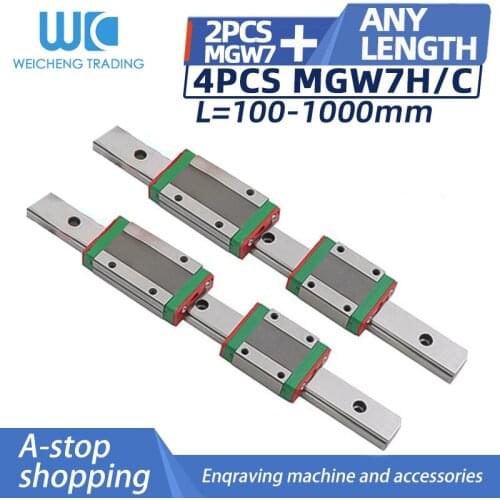 3D printer 2pcs MGW7 L 100, 200, 350, 400, 500, 600, 700, 800, 1000mm miniature linear slider 4pcs MGW7H MGW7C linear transport
