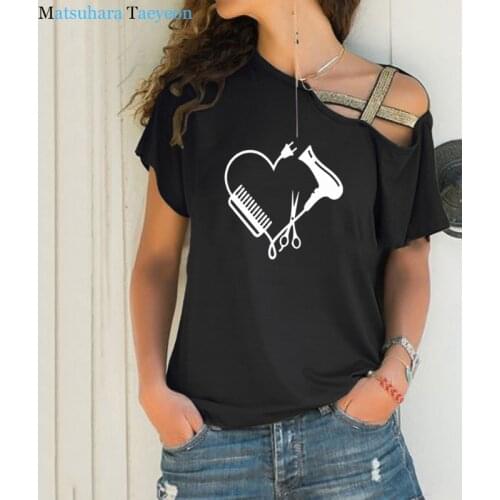 New Stylist Heart Comb Scissor Funny T Shirt Womens Printed T-Shirt Hipster Short Sleeve Tee Tops Tshirt Femenina