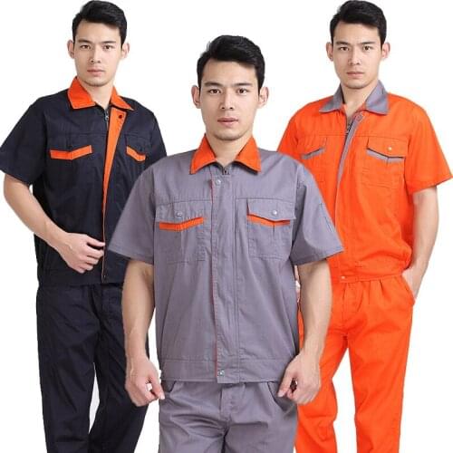 New Summer Work Clothing Set Men Women Short Sleeve Auto Repair Workshop Durable Installation Mechanical Tooling Labor Coverall