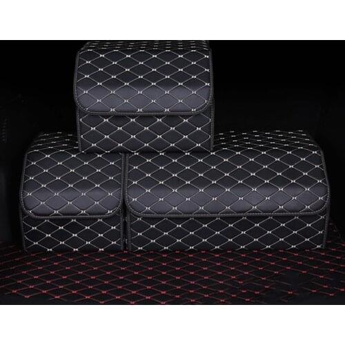 Car Trunk Organizer Box Large Capacity PU Leather Storage Bag Stowing Tidying Folding For Emergency Storage Box Auto Accessories