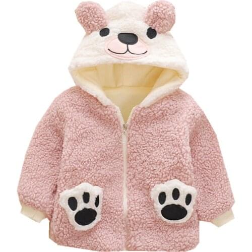 2021 Autumn Winter Baby Boys Thicken Jacket For Girls Keep Warm Hooded Coat Polar fleece Toddler Outerwear Snow kids Clothes