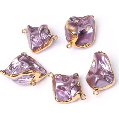 3Pcs 18*23MM Baroque Natural Shell Pearls Pendants Shiny Shell Connector Double Hole Charm For Women Necklace Jewelry Making DIY