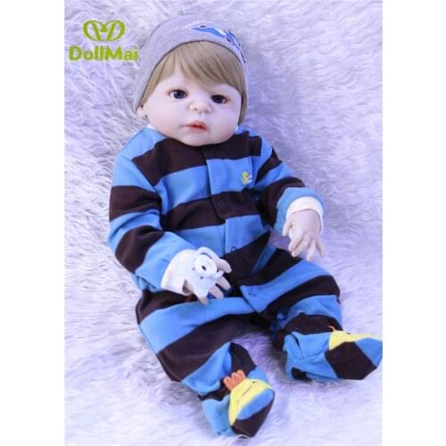 Full silicone reborn baby dolls 57cm real baby boy bebes reborn corpo de silicone inteiro menino bonecas kids gift doll toys