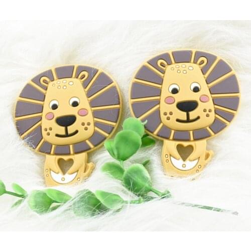 5/10 PCS Silicone Teether Lion Shape Newest Animals Lion Teether For Teeth DIY Teething Pacifier Clips Food Grade Tiny Rod