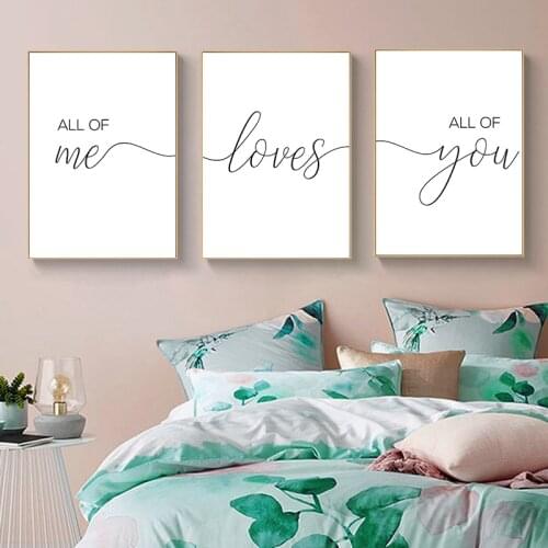 Nordic Modern Minimalist Black and White Text Love Couple Bedroom Canvas Painting Print Poster Picture Wall Art Home Decoration
