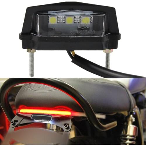 Universal 12V Mini Motorcycle License Plate Frame Light LED Tail Rear Light Waterproof Motorcycle License Light Lamp