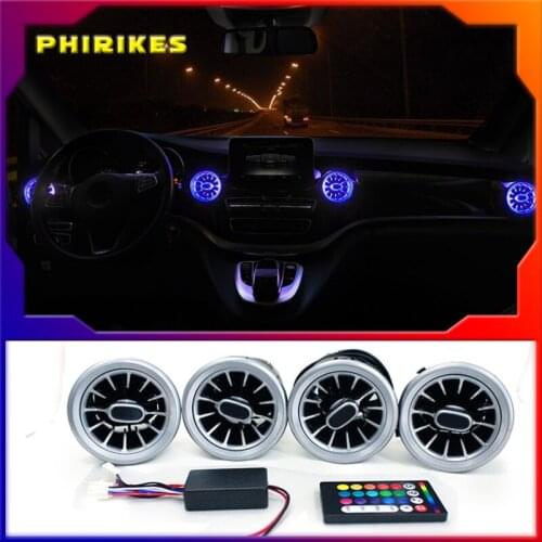 LED Air Outlet 64 Colors For Mercedes Benz V Class W447 Vito V250 Interior Front Console Air Condition AC Vent Turbo Style