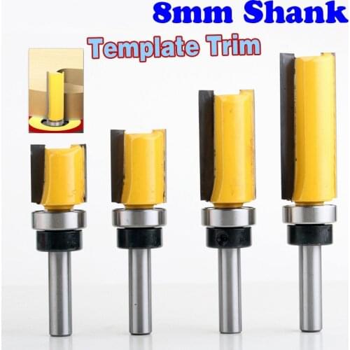 1PC 8mm Shank Template Trim Hinge Mortising Router Bit Straight end mill trimmer cleaning flush trim Tenon Cutter forWoodworking