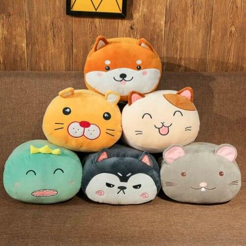 1PC Cartoon Animal Warm Hand Sofa Cushion Pillow Cute Shiba Inu Cat Plush Toys Birthday Present Carrot Pillow Home Decor Gift