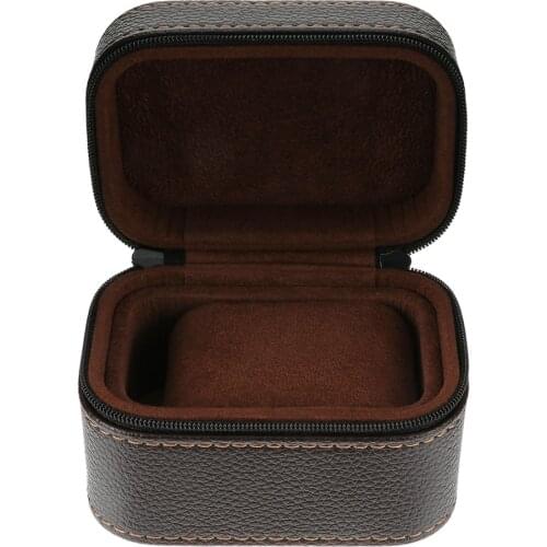 1pc Leather Watch Case Zippered Holder Waterproof Anti-Fall Packaging Box