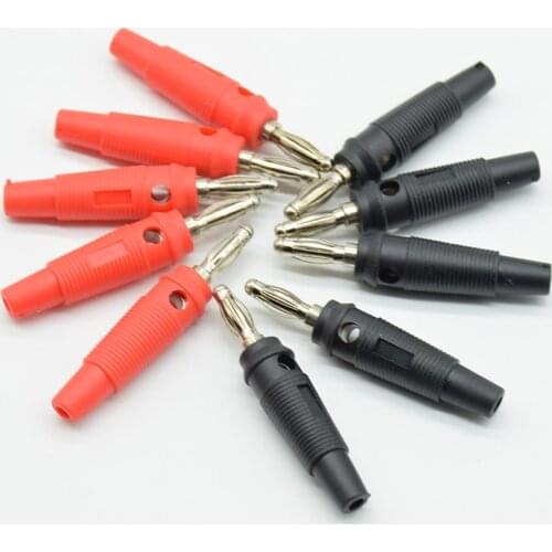 10pcs / 5Red 5Black 4mm Solderless Side Stackable 4mm Banana Plug test S08 ship Musical Speaker Cable Wire connector