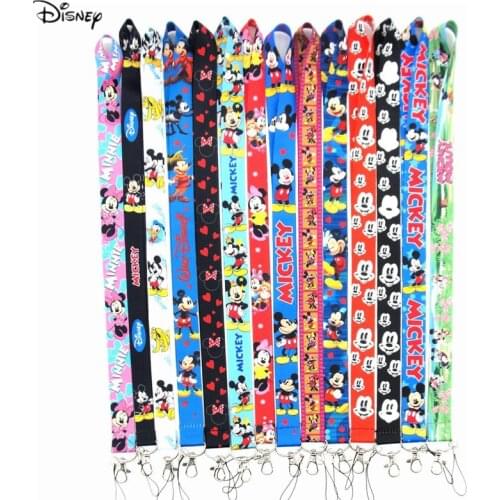 10pcs Disney Minnie Mickey Phone Lanyard Cartoon Keys ID Cell Phone Neck Strap Toys Action Figure Toy for kids Collection Gifts