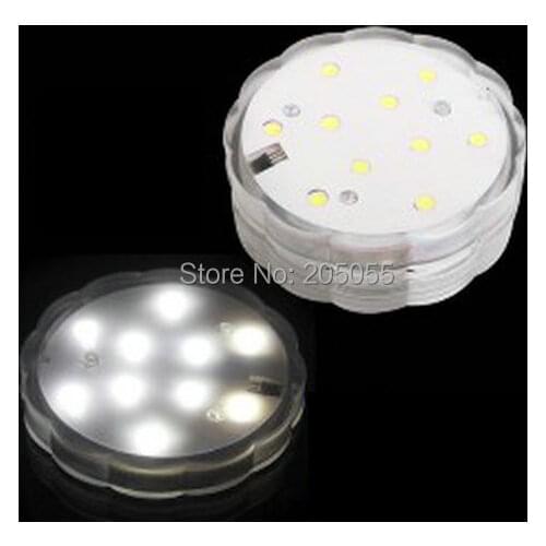 10pcs/lot Remote controlled single color 10SMD submersible led light base Vase decor waterproof Wedding Party floral light-WHITE