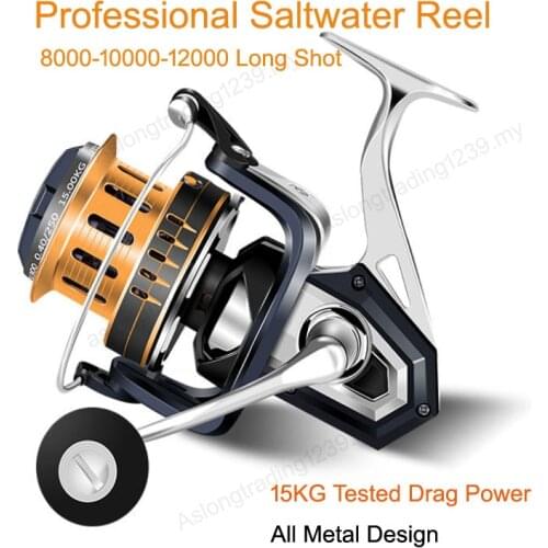 #10000 Full Metal Long Shot Spinning Fishing Reel Bait Lure Casting Saltwater Freshwater Rock Sea Boat Wheel for Trout Bass Carp