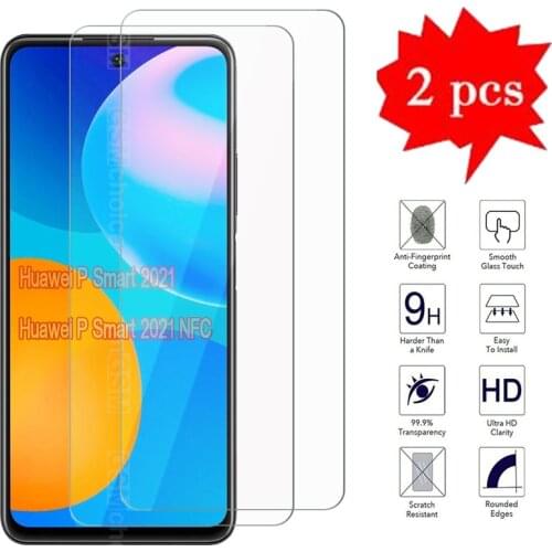 2-1Pcs Glass For Huawei P Smart 2021 NFC PPA-L21B Peppa-L21B Cover Phone Screen Protector Film On P Smart 2021 9H Tempered Glass