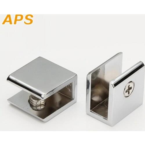 2pcs/lot Square shape chrome finished Zinc Alloy Glass Clamps Shelves Support Bracket Clips For 5 to 12mm glass board