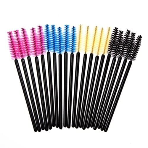 25 pcs Eyelash Eye Lash Black Disposable Mascara Wand Brush Spoolies Makeup New