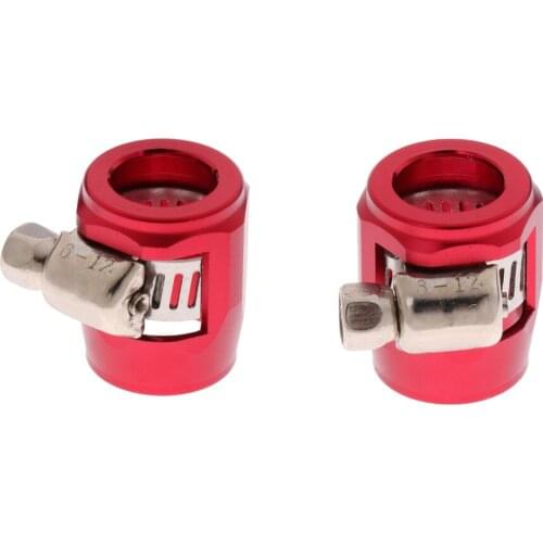 2X AN6 Hose End Finisher Aluminium Oil Clamp OD 12mm & 19mm Red
