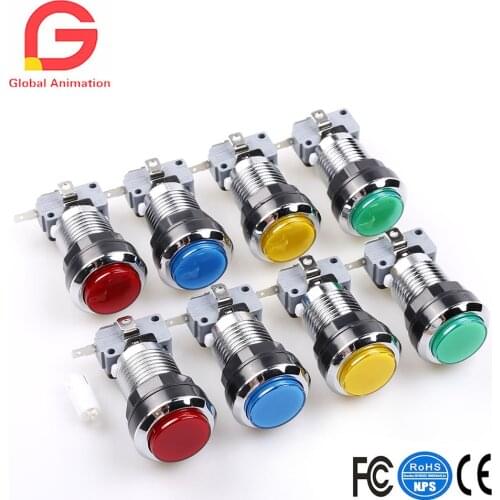 8 Pcs/Lot Chrome Illuminated Arcade Push Button For Arcade Machine Games Mame Jamma Parts - Mix colors
