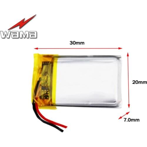 WAMA 702030 3.7V 380mAh Li-polymer Rechargeable Battery 072030 Charging Protected for Remote RC Baron Sex Toys
