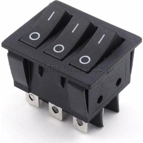KCD3 34*40 Big Rocker Switches Black Three-Way Switch 9 Pin 2 Position multi-knife single-throw 15A 250V 20A 125VAC AC ON-OFF