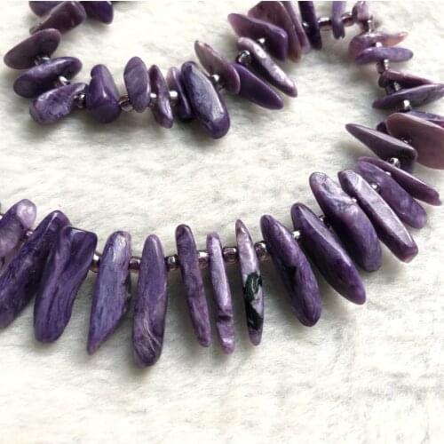 Wholesale 1string 15.5" 100% Natural Charoite Beads,8-18mm Long Chips Beads,Polished Nugget Beads for jewelry diy