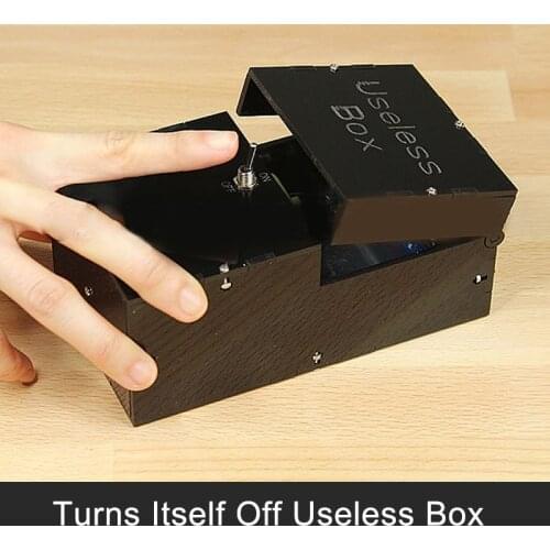 Wooden Useless Box Leave Me Alone Boring Box Turns Itself Off Funny Kids Toy Gift for Children Interactive Toys Desk Decoration