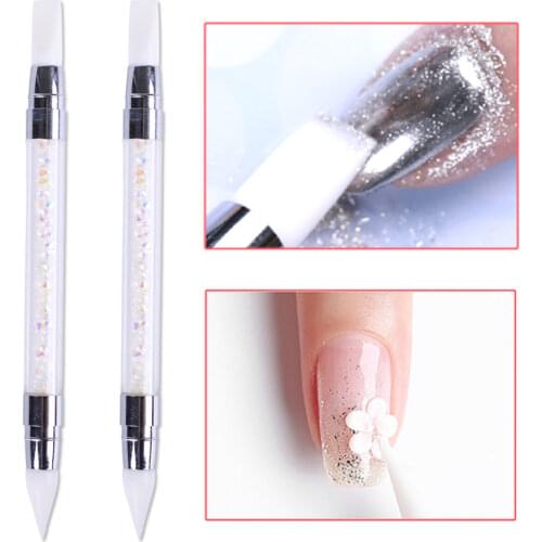 1pcs Nail Art Carving Pen Dual-ended 2 Ways Silicone Sculpture Pen For 3D Carving Painting Dotting UV Gel Manicure Tool NFD003