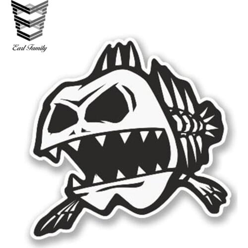 EARLFAMILY 13cm x 12cm Car Sticker Zombie Fish Vinyl Sticker Laptop Travel Luggage Skeleton Fish Decal Cartoon Car Styling