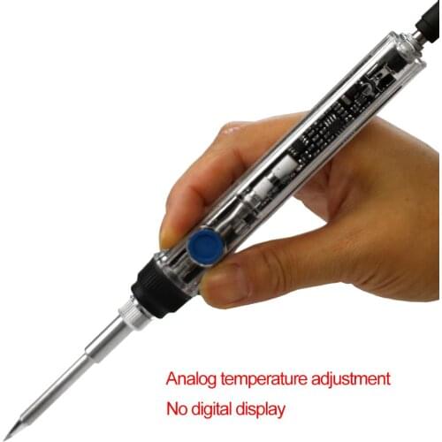 DC 16-24V 72W T12 Mini electric soldering iron adjustable temperature NO-LED digital display Transparent plastic shell handle