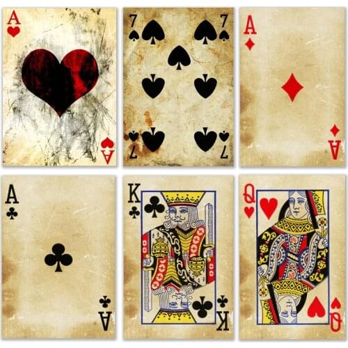 Playing Cards Vintage Decor Wall Pictures French Modern Home Decor Posters and Prints Living Room Newest Deco House Painting Art