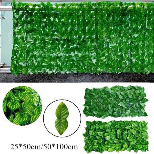 50*100cm Artificial Garden Plant Fence Outdoor Indoor Use Faux Hedge Panel Ivy Leaf Privacy Fence For Backyard Home Wall Decor