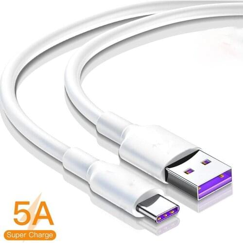 5A USB Type C Cable 0.2m 1m 2m Fast Charge Wire Cord USBC Cable For Xiaomi Redmi Note 8 Pro Samsung Mobile Phone USB-C Charger