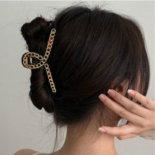 Korea Metal Chain Hair Claws For Women Girls Chic Hair Clips Hairpins Fashion Hair Crab Hair Accessories Headwear Hairgrips