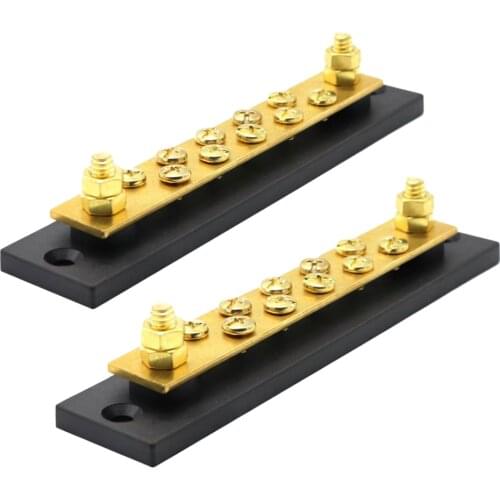 MagiDeal 2pcs 150A DC48V 10-Point Brass Bus Bar Power Distribution Block