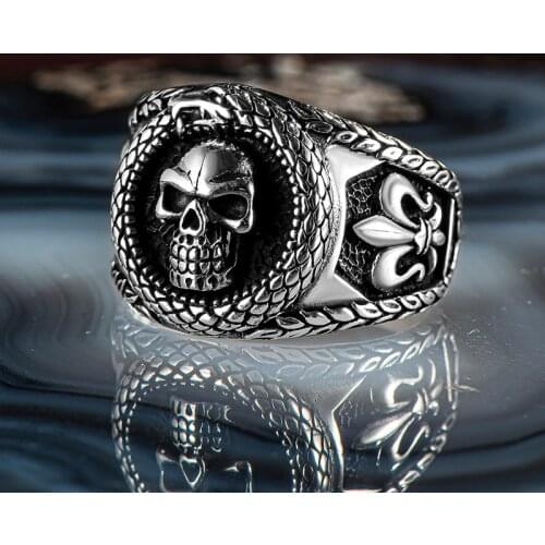 Ghost Rider Ring 925 Sterling Silver Skull Ring Snake Ring Silver Men Ring Made in Turkey