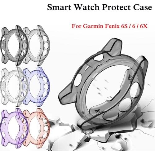 For Garmin Fenix 6S Pro 6X 6 Pro Soft Crystal Clear TPU Protector Case Cover Frame Smart watch accessories Fenix6 Fenix6X Shell