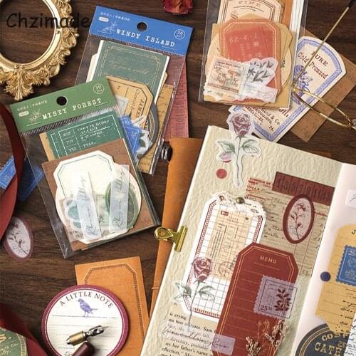 Chzimade 30Pcs/lot Retro Literary Adhesive Scrapbooking Stickers for Notebook Diary Album Happy Planner Scrapbook Stickers