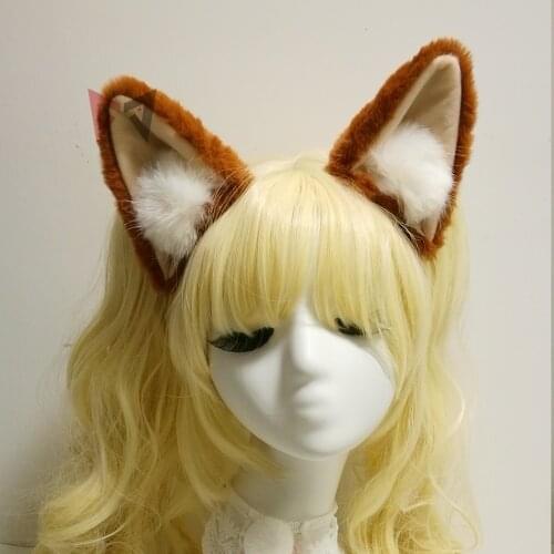 Black Day New Fox Wolf Brown Ears Hairhoop Hairpin White Ball Headwear for Girl Women Cosplay Christmas Party Gift Custom Made