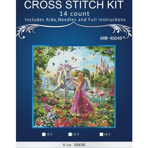 Oneroom Cross Stitch Embroidery Kits 14CT Girl with horse Cotton Thread Painting DIY Needlework DMC New Year Home Decor