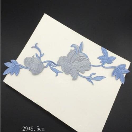 Wholesale 20pcs 29*9.5cm Embroidered Sewing On Patch Iron-On Patch Stickers For Clothes Sewing Fabric Applique Supplies YH114