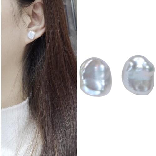 Wholesale Real Freshwater Baroque Pearl Earrings Gold Plated Stud Earrings Nice Party Wedding Women Gift 10 pairs/lot