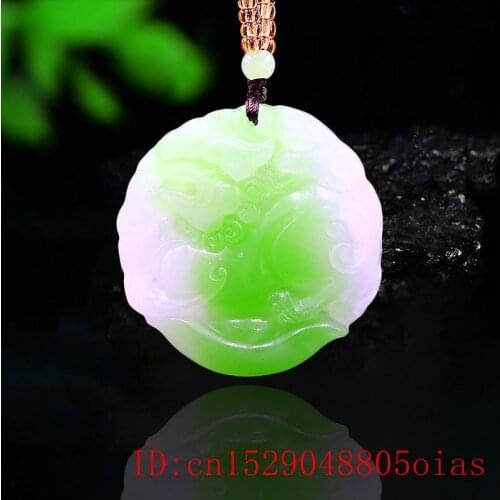 Green Jade Pixiu Pendant Jewelry for Fashion Charm Chinese Gifts Women Amulet Jadeite Carved Dragon Natural Necklace