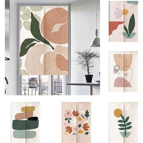 Simple Art Partition Door Curtain Kitchen Lampblack Toilet Half Panel Curtain Bedroom Geomantic Blackout Curtain