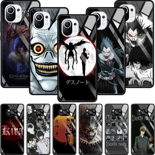 Transparent Glass Phone Case For Mi Poco X3 NFC 10T 9T Note 10 11 Pro Lite Ultra 11i F3 M2 Shell Fundas Death Note Ryuk kira