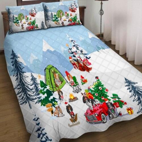 Christmas 3pcs Quilt pillowcase Bedding Set Childrens gift Christmas gift Throw Quilted Duvet Cover Bed Cover Set Home Textiles