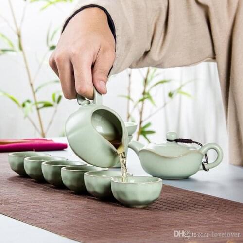 Ru kiln Tea Sets With Exquisite Gift Box For Friends/Parents Chinese Kungfu Tea Service Teacups Drinkware Tea Tools